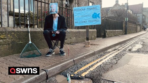 "My town's potholes are so bad I've started fishing in them - I hope council take the bait"
