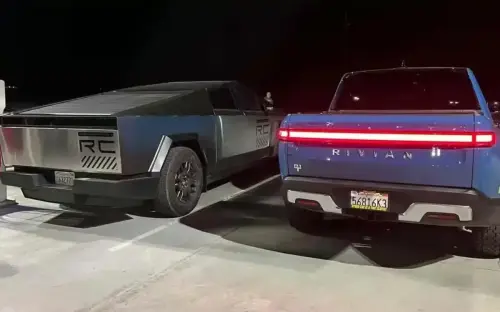 Cybertruck spotted charging next to a Rivian R1T and it revealed the differences