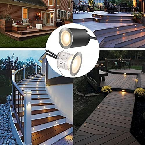 Recessed LED Deck Light Kits with Protecting Shell φ32mm,SMY Lighting In Ground Outdoor LED Landscape Lighting IP67 Waterproof,12V Low Voltage for Garden,Yard Stair,Patio,Floor,Kitchen Decoration