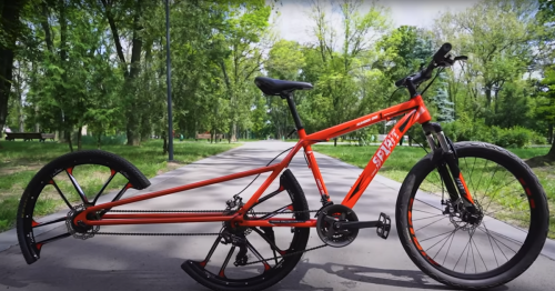 Bizarre split-wheel bike chops the back wheel in half
