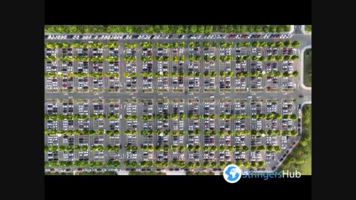 Aerial Footage Of Parking Lot In Huaian, Jiangsu, China