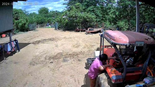 Thailand: Woman topples from moving tractor on farm in Thailand