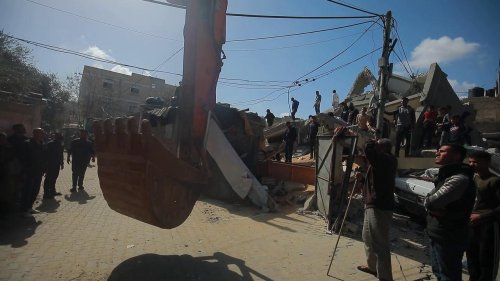 The aftermath of an Israeli attack on a house in Rafah, Gaza
