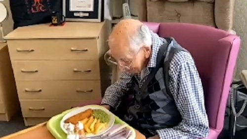 World’s oldest man enjoys weekly fish and chips he credits as secret to old age
