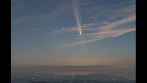 China: Atlas comet illuminates Zijin Mountain, China