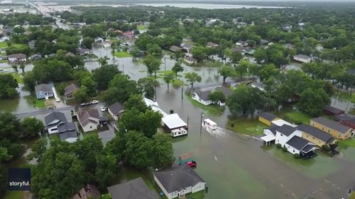 Heavy Rain From Tropical Storm System Floods Streets of Port Arthur, Texas