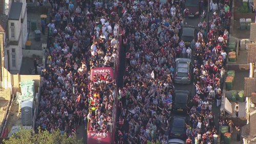 West Ham celebrate European glory with bus parade