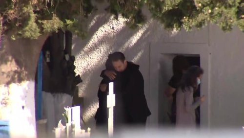 Greek pilot found guilty of murdering British wife hugs victim’s mother at 2021 memorial
