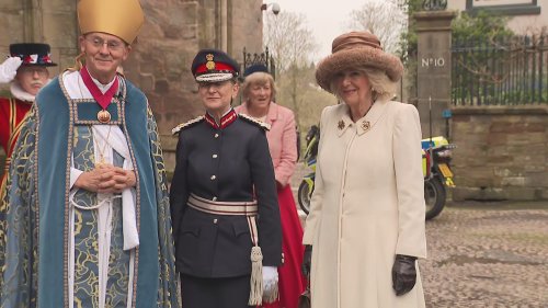 Queen Camilla arrives for annual Royal Maundy Service