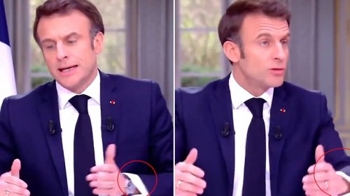 Moment Macron subtly removes luxury watch during TV interview about pension reform