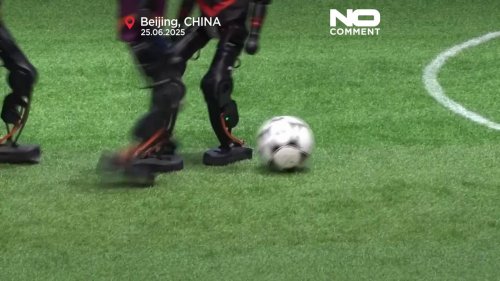 Watch: Humanoid robots stumble through AI-powered football match in Beijing