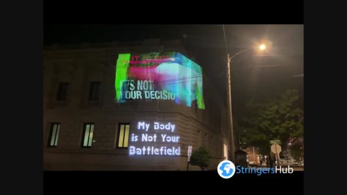 US: Group Of Artists Display Projection Over Courthouse To Protest Against Abortion Ruling
