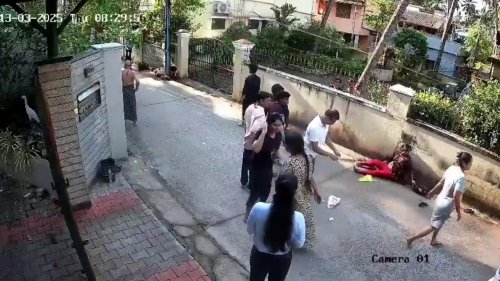 India: Motorist intentionally rams biker, sending pedestrian upside down into fence