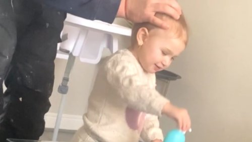 Dad’s hair styling effort ends in a hilarious half-done hairdo
