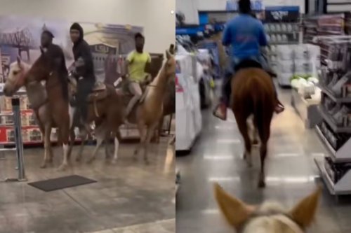 Horsing around? 'Cutthroat Cowboys' gallop through Walmart in viral video