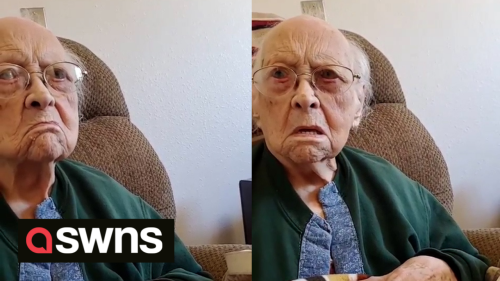 Adorable moment 110-year-old grandma is reminded of her age on her birthday