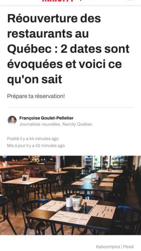 Réouverture des restaurants au Québec : 2 dates sont évoquées