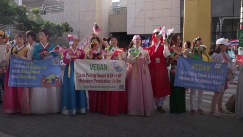 Protesters call for veganism to become law as Cop28 begins