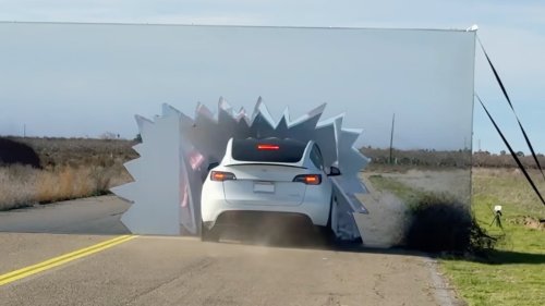 Tesla's 'Self-Driving' Tech Defeated By A Wile E. Coyote Wall