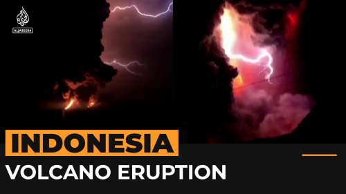 Indonesia’s Mount Ruang volcano erupts during lightning storm