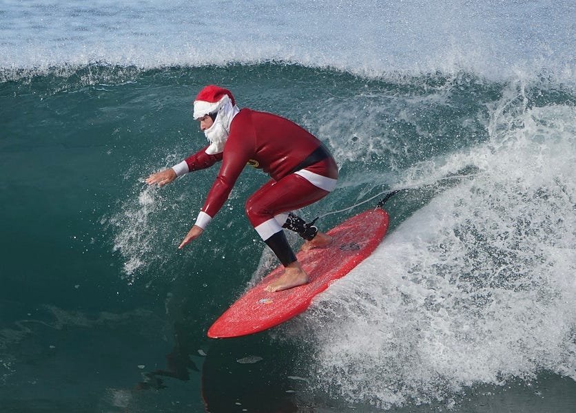 Surfing Santa!