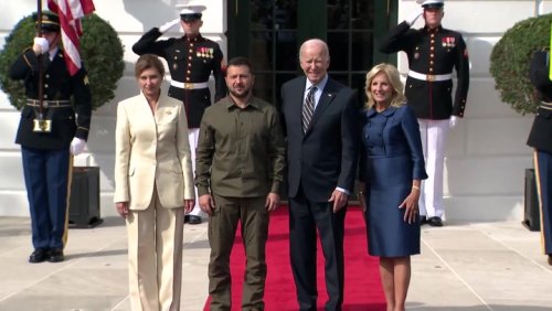 President Zelensky and Ukraine’s First Lady arrive at White House