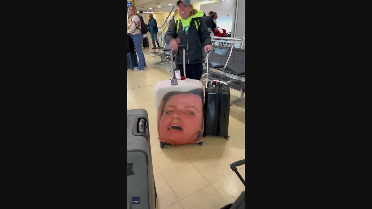 Video Woman pranks sister with photo of her face on suitcase - ABC News