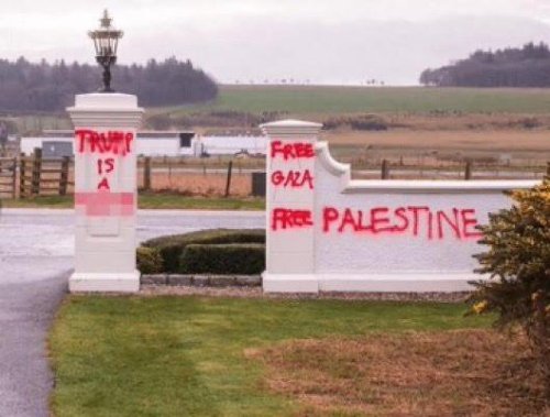 Pro-Palestine activists deface Trump's infamouse Turnberry Golf Course
