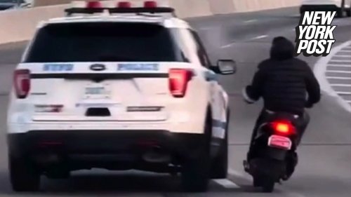 NYPD SUV tries to knock rider off moped in caught-on-video traffic incident