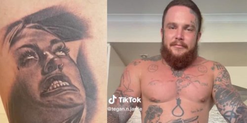 Porträt seiner Frau: Mann lässt sich bizarres Tattoo stechen: „Ich liebe es, sie hasst es“