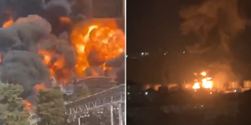 Drohnen-Attacke sprengt russische Öl-Raffinerie: Video zeigt gewaltige Explosion - Video