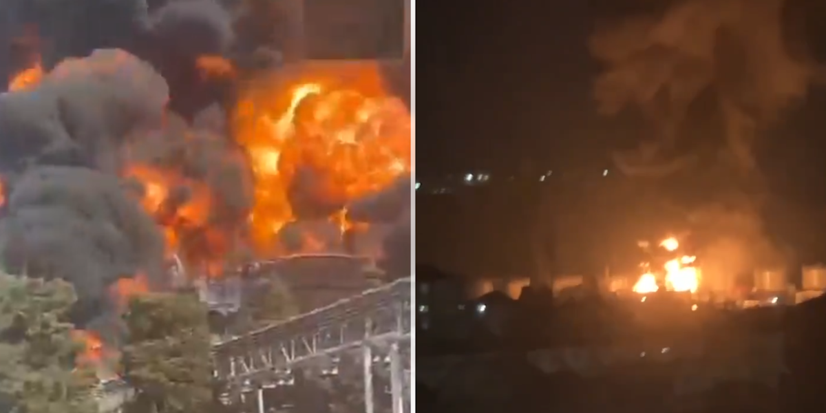 Drohnen-Attacke sprengt russische Öl-Raffinerie: Video zeigt gewaltige Explosion - Video