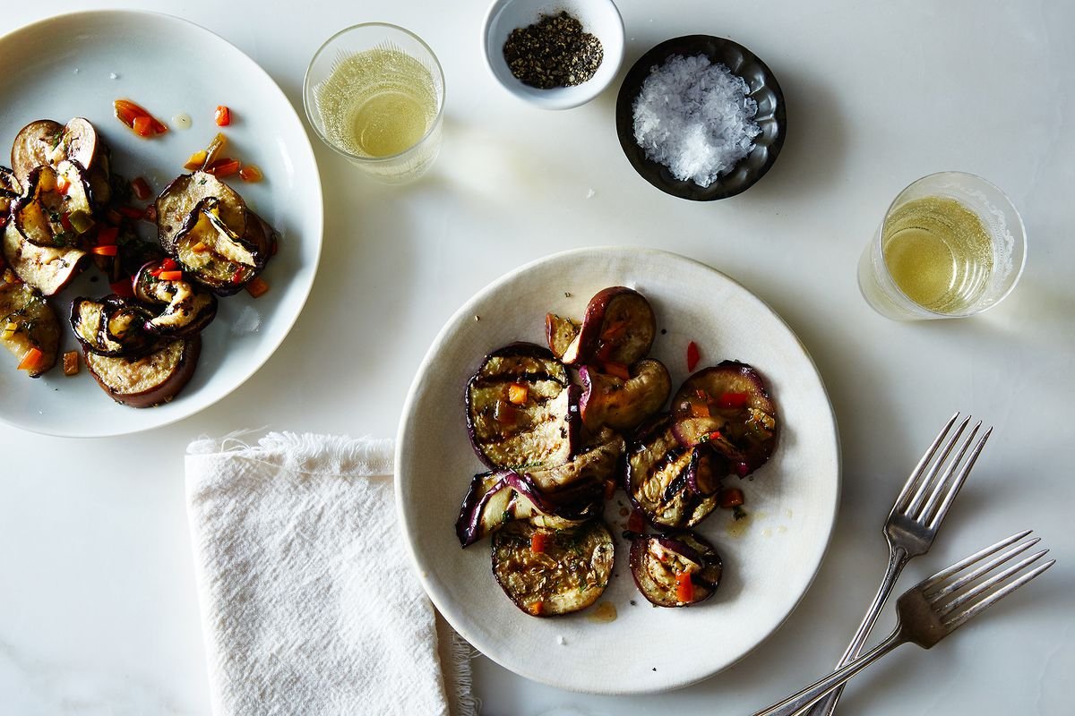 Grilled Eggplant Agrodolce With Mint & Fresno Pepper