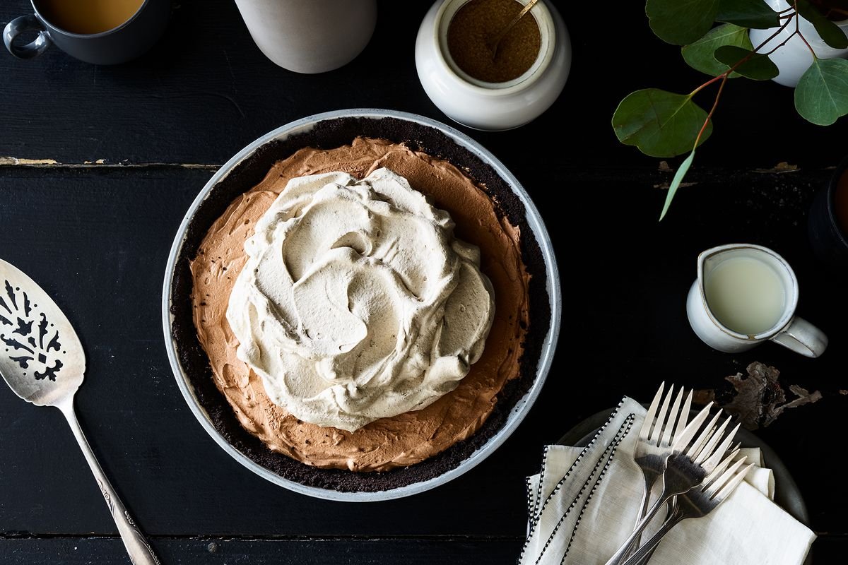 French Silk Pie with Chocolate-Coffee (Grounds) Crust