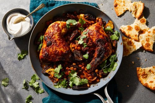 Tahini-Rubbed Chicken With Chickpeas & Dates