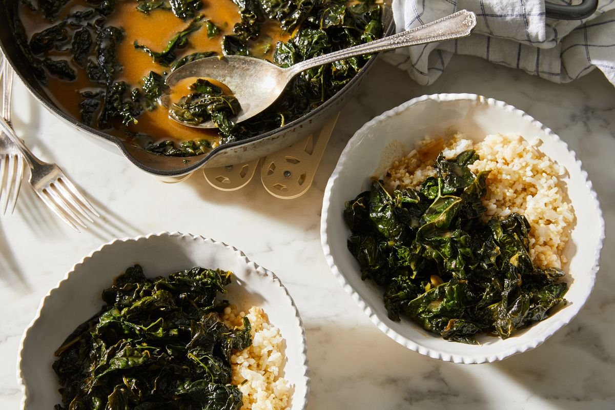 Miso-Braised Kale With Multigrain Rice