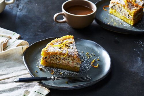 Olive Oil Cake with Crème Fraîche, Pistachios, Orange, and Chocolate Recipe on Food52