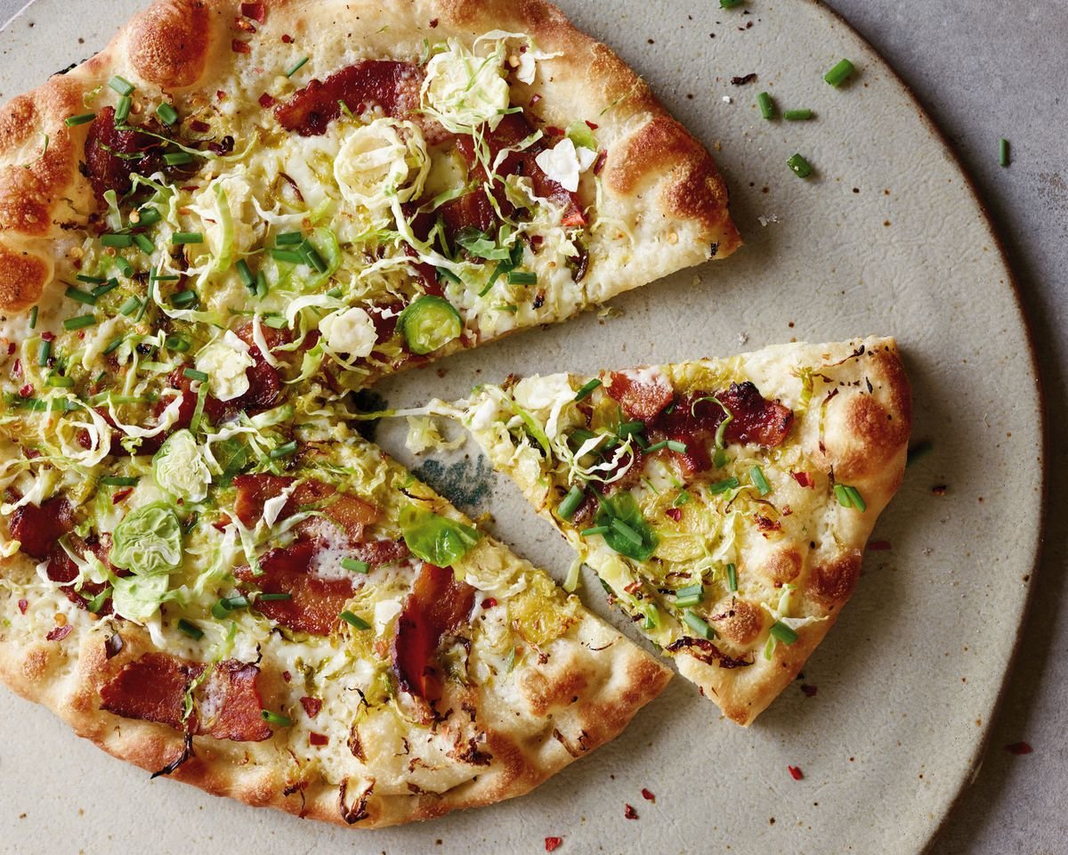 Gaby Dalkin's Shaved Brussels Sprouts and Bacon Pizza