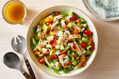 Chopped Salad With Chicken, Peach and Crumbled Feta