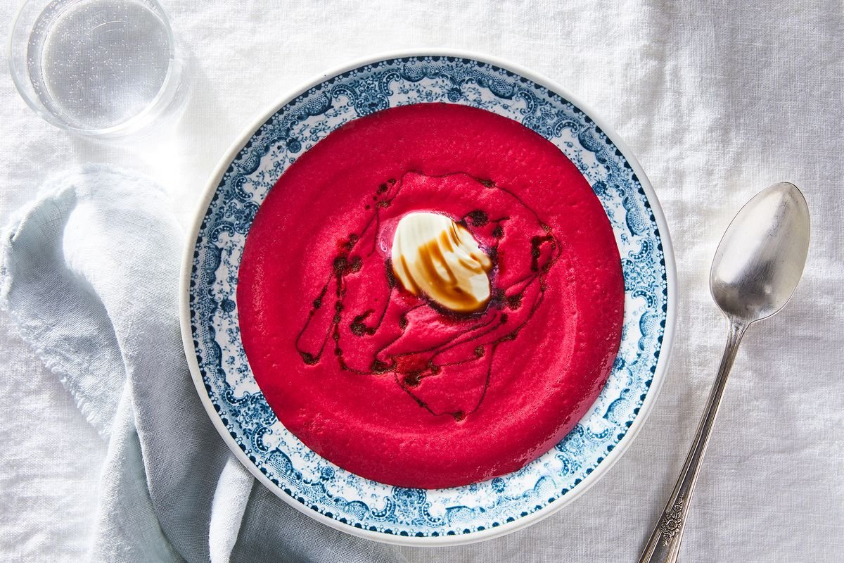 Chilled Beet & Mascarpone Soup with Balsamic