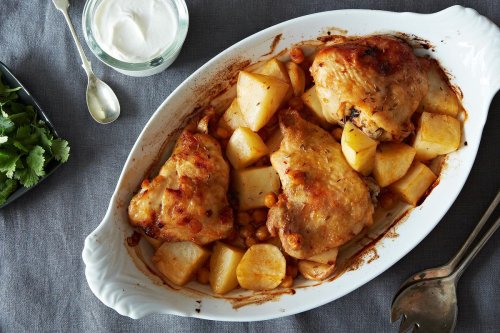 Extraordinary Roasted Chicken With Potatoes & Chickpeas