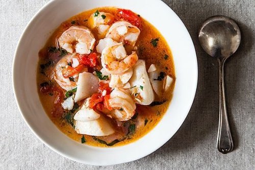 Dinner Tonight: Dad's Favorite Seafood Stew + Grilled Corn with Basil Butter