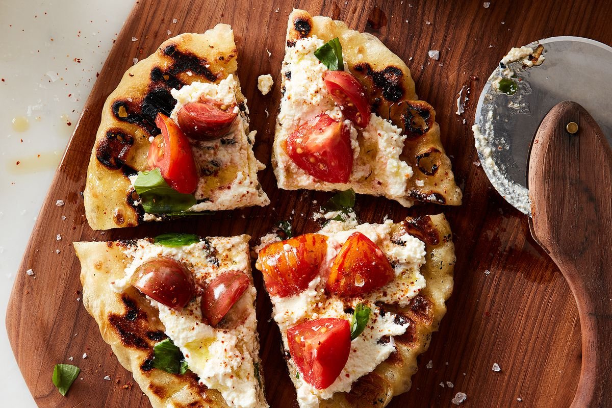 Speedy Romeo's Grilled Pizza with Marinated Tomatoes & Ricotta