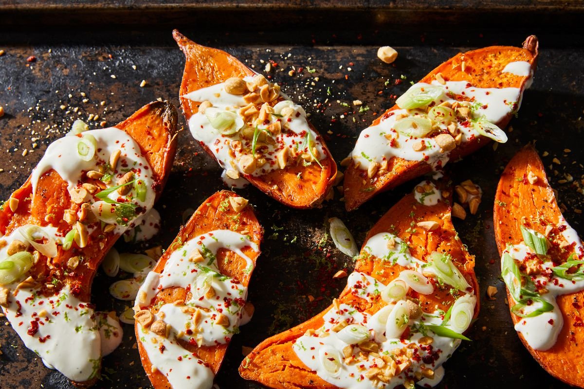 Baked Sweet Potatoes With Maple Crème Fraîche From Nik Sharma