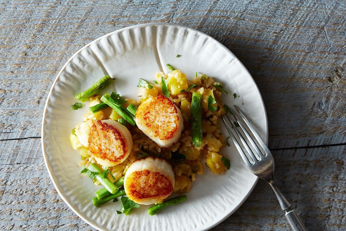 Dale Talde's Top Chef Grilled Scallops with XO-Pineapple Fried Rice