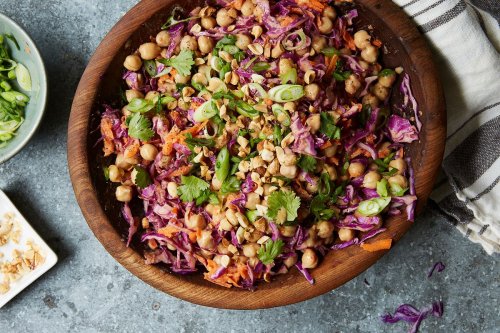 Chickpea Vegetable Bowl with Peanut Dressing