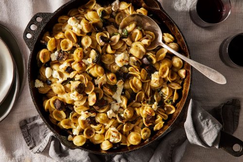 Baked Skillet Pasta With Mushrooms, Spinach & Balsamic Brown Butter