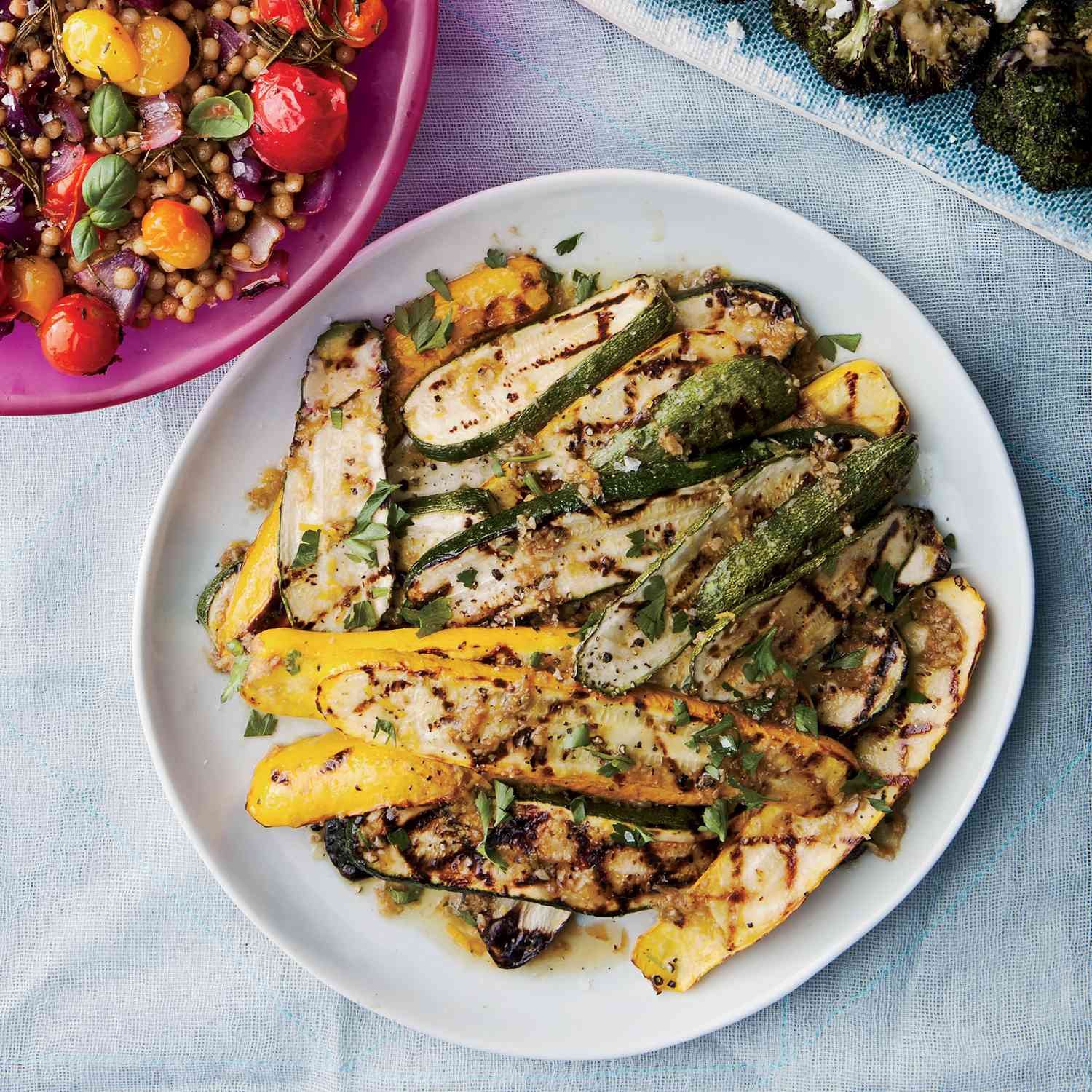 Grilled Summer Squash with Bagna Cauda and Fried Capers