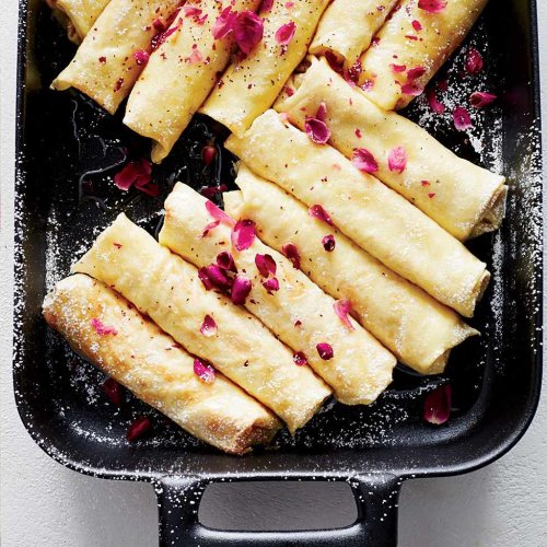 Ricotta Crêpes with Honey, Walnuts and Rose