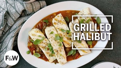 Grilled Halibut with Tomato and Caper Sauce